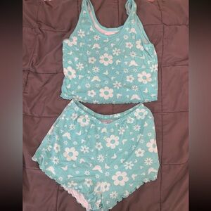 Colsie Floral Pajama Set - Light Blue and White